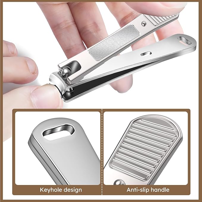 Upgrade Big Long Handled Toenail Clippers for Thick Nails for Seniors, Slanted Angled Head Large Toe Nail Clippers with Catcher, Wide Opening Sharp Precision Finger Nail Cutter for Men Women