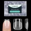 Extra Short Square Nail Tips, 216pcs Acrylic Fake Nails Soft Gel Nail Tips, Full Cover Pre-Shaped Matte Clear Press on Nails for Extension, Diy at Home Manicure 12 Sizes