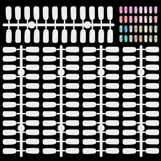 Segbeauty 720pcs Fake Nails Display Tips, Natural Artificial Glossy Flat-Bottom Fingernail Tips, Professional Manicure Salon Practice Tool for False Nail Art Book Polish Gel Color DIY Art Decoration