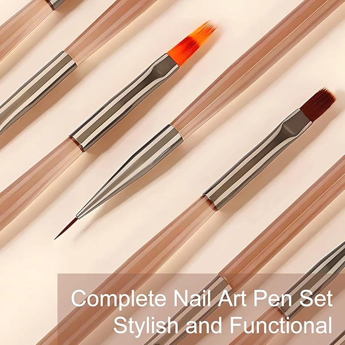 9-Piece Nail Gel Polish Drawing Pen Set, Nail Liner Brush Collection for Manicure, Salon-Quality Brushes for Home Nail Art