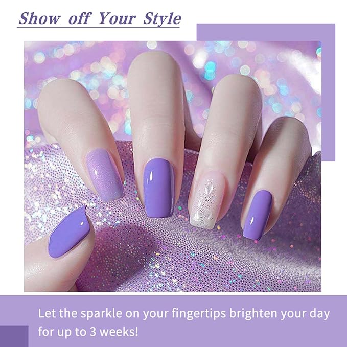 JR 9pcs 15ml Nail Gel Polish Set Purple Gel Polish Kit UV LED Soak Off Polish Home DIY Nail Art Gift H