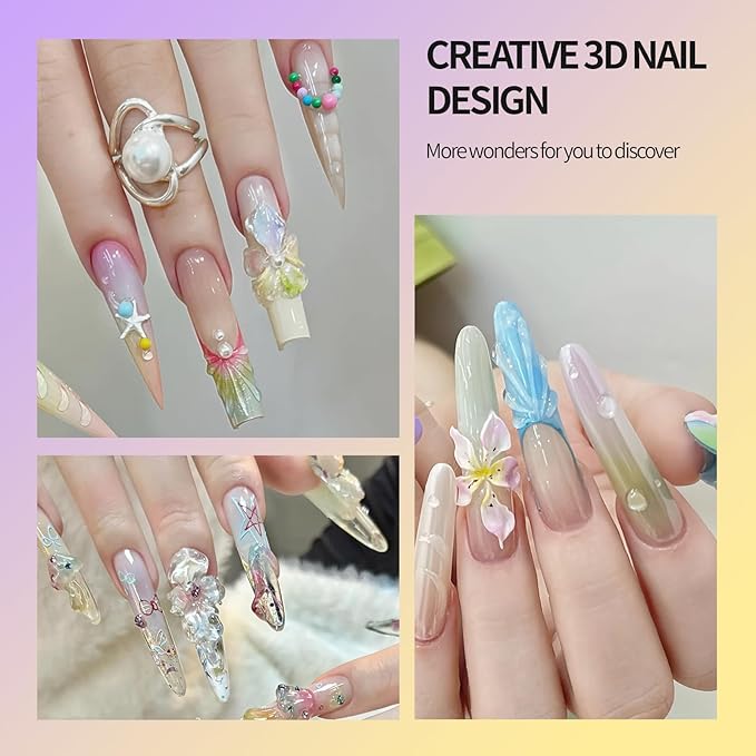 3D Gel Nail Art Kit-Yellow Aurora Solid Builder Gel for Nails 3D Sculpting Carving Building Modeling Hard Extension for Beginner DIY Salon at Home Cured Needed