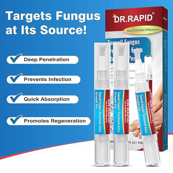 Toenail Fungus Treatment Extra Strength - DR.RAPID Toenail Fungus Treatment Pen with 25% Undecylenic Acid & Tolnaftate, Ideal for Nail Repair for Damaged Nails Toenail Fungus 5ml/0.18FLOZ 3Pcs