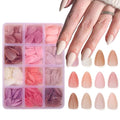 12Packs 360Pcs Almond Press on Nails Short Almond Fake Nails Solid Color False Nail Tips Glossy Nature Acrylic Nails Press on Nude Nail Art for Women Girls Daily Wear Manicure Deco 15 Size - 12 Colors