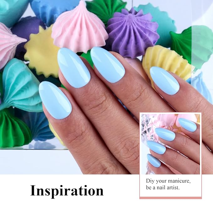 Imtiti Pastel Gel Nail Polish, 1 Pcs 0.5 Fl Oz Pastel Blue Gel Polish Soak Off LED U V Nail Gel Polish Spring Summer Easter Gel Nail Polish DIY Nail Art Starter Manicure Salon Gel Nail Kit