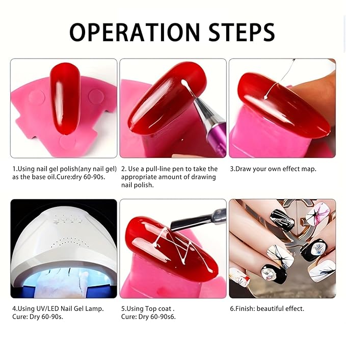 5g/0.18oz Spider Nail Gel Kit for Nail Painting Nails Art Design for Art Wire Drawing Nail Gel for Line with Brushes (Red Golden Blue)