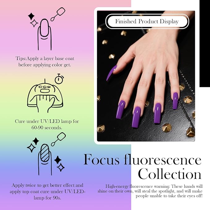 CAMILA ¿ 6pcs 15ml Neon Gel Polish Set Rainbow Red Pink Nude Green Yellow Gel Nail Polish Kit Soak Off Gel Polish Manicure Salon For Women I Set