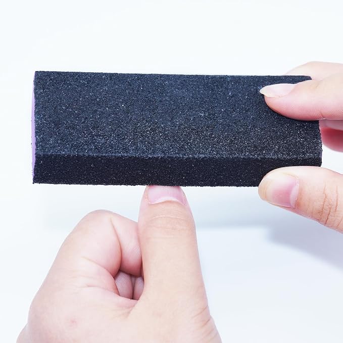 Nail File and Thin Buffer Block, Reusable Black Half Crescent Shape Double Sided Manicure Tools, Thin Sanding Buffing Grinding Plisher File, 100/180 Grit