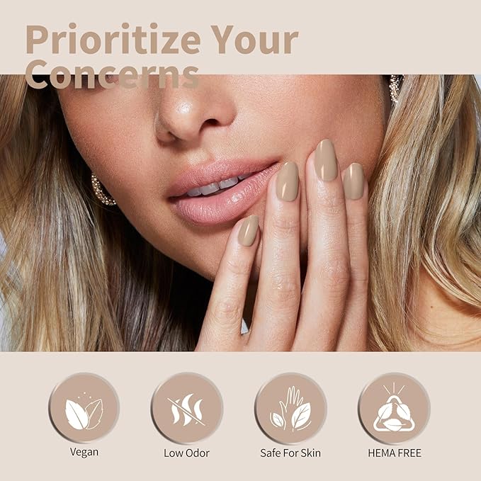 CANNI Nude Gel Nail Polish, 1Pcs Light Brown Gel Polish Nude Color Nail Polish High Gloss Soak Off U V Nail Manicure Salon DIY at Home