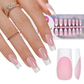 French Gel Nail Tips - Jofay Fashion French Tip Press on Nails, 10-Piece Set 320Pcs Pink long Square Nail Tips, No Need to File 3 in 1 Acrylic Fake Nails for Nail Art DIY & Nail Extension, 16 Sizes
