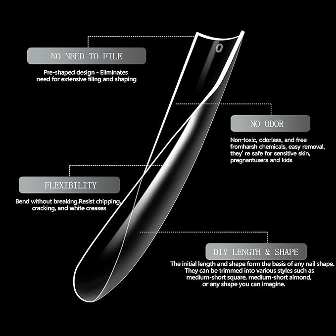 240Pcs Soft Gel Nail Tips, Long Square Clear Full Cover Fake Nails, XXL Acrylic Nail Extensions Kit, Clear Press On Nails Tips for Home DIY & Beginner, 12 Sizes