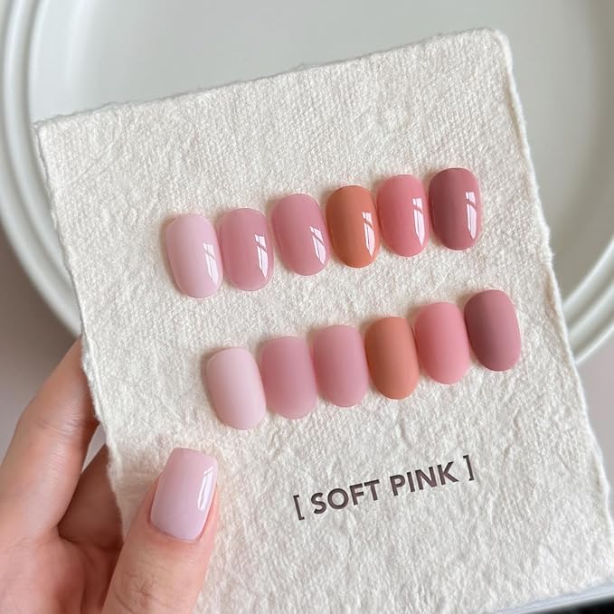 GAOY Pink Gel Nail Polish Set, 6 Colors Nude Jelly Pink, UV Light Cure Gel Polish for Nail Art DIY at Home