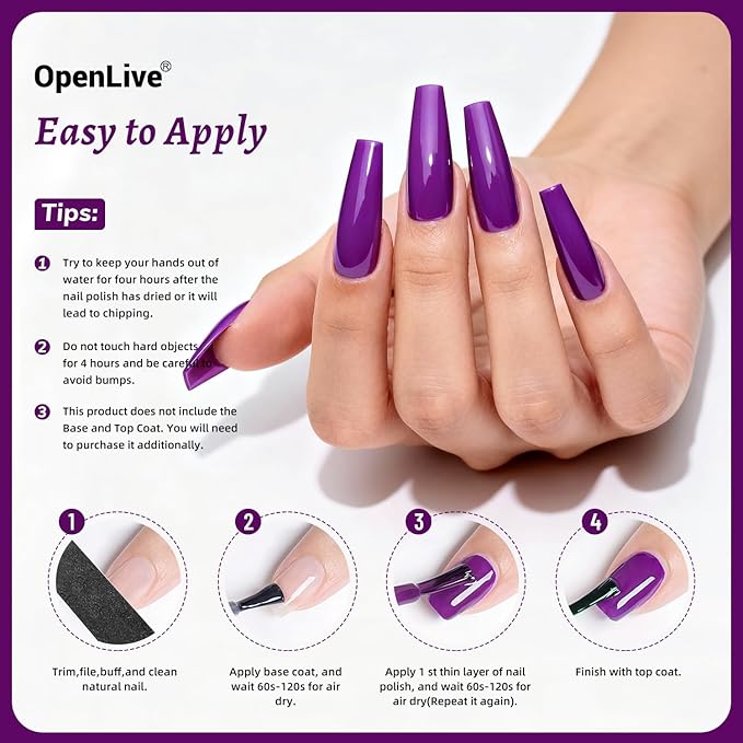 18ml Purple Nail Polish Large Volume Quick Drying Nail Polish, Fast Drying and Long Lasting Color Nail Art DIY Home Manicure Gift for Women