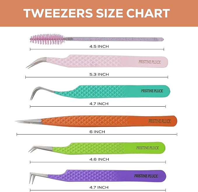 5-Piece Eyelash Extension Tweezers Set Precision Lash Tweezers with Anti-Slip Grip with fiber tip lash tweezers Tools for Lash Artists & eyelash tweezers for women (eyelash set multy)