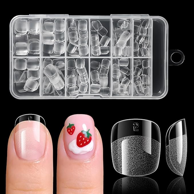 Ranrose 360pcs Kid Nail Tips for Girls 4-8 Years - Pre-Shaped Soft Gel Squared Oval Press on Nails for Kids,Half Matte Full Cover Fake Nail for Kids DIY Salon,Perfect for Birthday Parties,Holidays