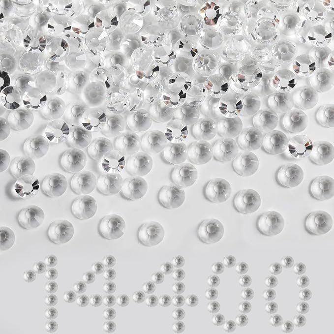 Beadsland Flatback Rhinestones Bulk,14400pcs Crystal Rhinestones for Nails Crafts Clothes DIY Decoration, Transparent, SS6, 1.9-2.1mm