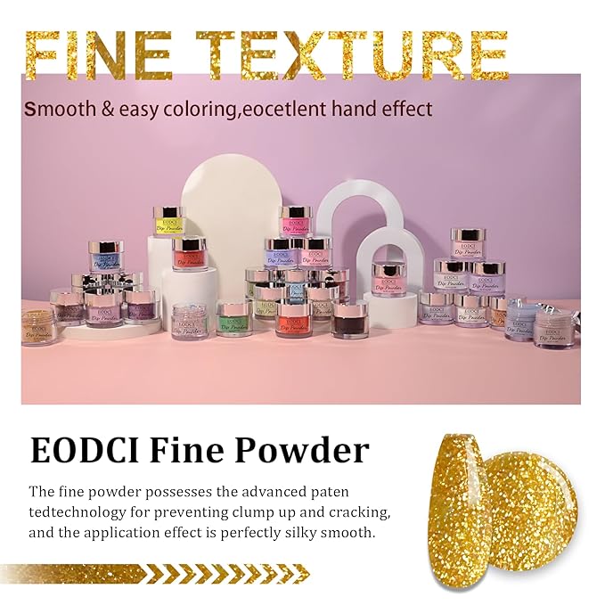 Salon Quality Glitter Gold Nail Dip Powder 1OZ Sparkle Glitters Nail Dipping Powder with Opal Foils, Smooth Fine Powder Easy to use for starters, Metallic