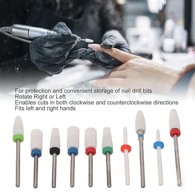 Nail Drill Bits, Ceramic Manicure Pedicure Bits, Manicure Dustproof Nail Grinding Head Set for Manicure Pedicure, Home Salon