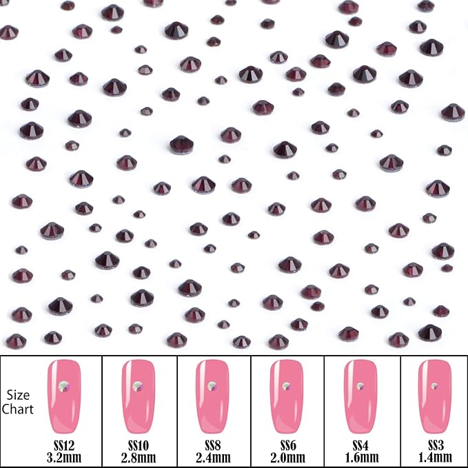 NCB Hotfix Iron on 8000pcs Crystal Rhinestones Round Gem for Crafts Decoration DIY Jewelry Making with a Picking Pen (Amethyst, 6Sizes SS3-SS12)