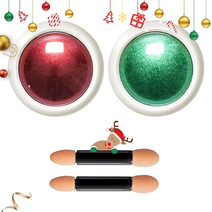 Red Green Chrome Nail Powder - Christmas Nail Chrome Powder Holographic Mirror Metalic Effect Chrome Powder For Nails for Christmas Home DIY Nail Art