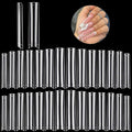 504PCS XXL Square No C Curve Nail Tips for Acrylic Nails Professional, Clear Tapered Square Straight Half Cover Extra Long Fake Nails, Ballerina Coffin Nails Tips for Salons DIY Nail Art