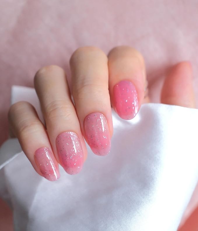 Nail Polish Strips (No UV Lamp Needed) - 22 Pcs Salon Quality Gel Nail Stickers - Long Lasting Wraps (Vintage Rose Glitter)