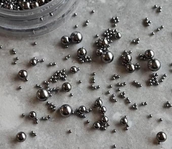 3D Nail Caviar Beads for Nail Art Metal Mini Nail Ball Beads Nail Studs DIY Decorations Accessories (Gun Black and Black)