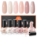 modelones Nude Nail Polish Set, Valentines 6 Colors Bubble Bath Quick Dry Skin Tone Glitter Summer Nail Polish Kit Fingernail Polish Nail Art Salon Home Gifts For Women Girl