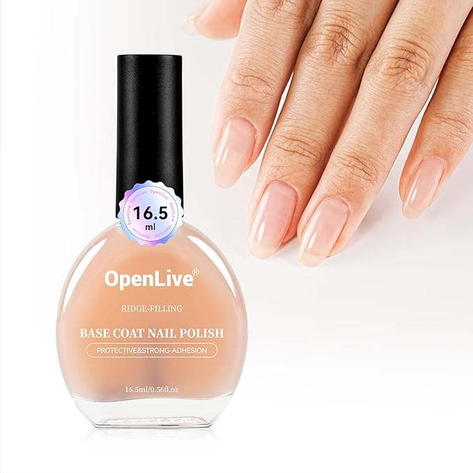 Clear Nail Polish Ridge Filling Base Coat, Nail Strengthener and Growth, Ridge Filler For Nails, Shea Butter & Vitamin E & Protein Formula, Hydrate Strengthen Nourish Damaged Natural Nails