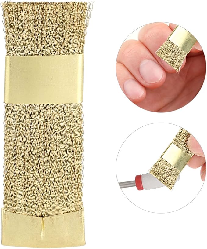 Nail Art Bits Cleaning Brush, Cleaning Brush, Drill Bits Cleaning Brush, Golden Color Copper Wire Drill Cleaner Brush Manicure Accessories, Manicure Accessories Tools for Salon and Home Use