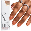 BTArtboxnails French Tip Press on Nails - Fake Nails Brown Short Coffin XCOATTIPS, No Need to File Gel Nail Tips for Nail Art Easy DIY