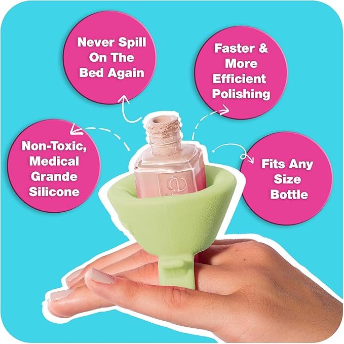 tweexy Wearable Nail Polish Holder Ring - Nail Polish Bottle Holder for Easy Application | Perfect for Fingernail Painting, Manicure & Pedicure | Nail Polish Accessories (California Green)