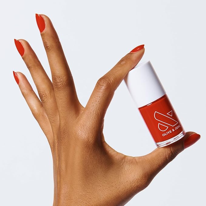 Olive & June Long Lasting Nail Polish | Plump Gel-Like Finish No Lamp Needed | Lasts up to 10 days | Salon-Quality 15-Free Vegan & Cruelty-Free Chip-Resistant | CV Cherry Red