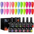 12PCS Bright Gel Nail Polish Kit - Purple, Pink, Green, Rainbow - All Season Fun DIY Manicure Kit