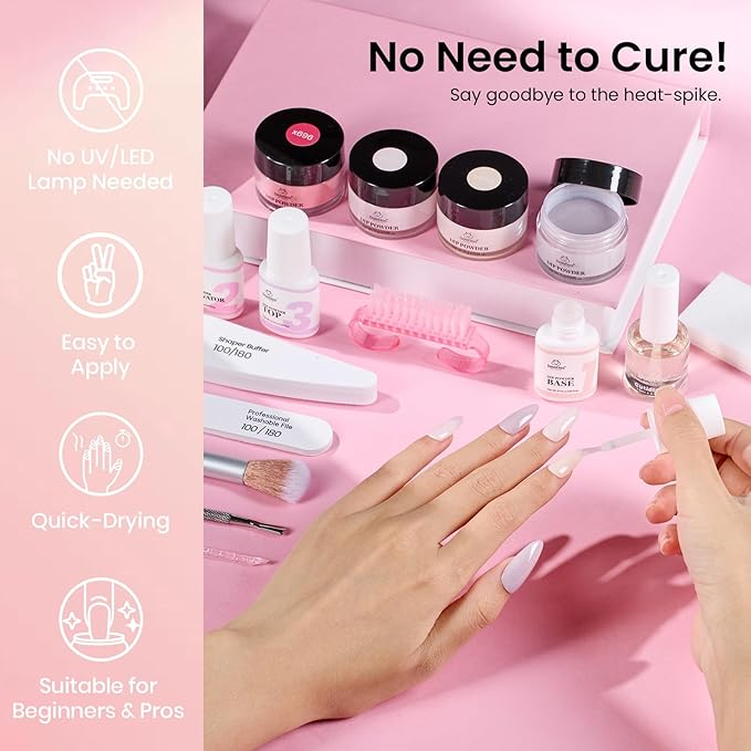 Beetles Dip Powder Nail Kit Starter, 40pcs 20 Colors Acrylic Dip-Manicure-Powders Includes Dipping Powder, Liquid Set, Nail Tools, Rhinestones, Beads for Nail Art Lightflow Diary Collection
