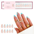 Kiara Sky Press On Nails | XPRESS PRO 100% Acrylic Nails | 30-Piece Kit Includes Nail Glue, Cuticle Pusher, File & Prep Pad | Short Almond - Ocean Waves