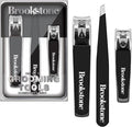 Brookstone Nail Clippers Set - Premium Stainless Steel Nail Clipper and Nail Cutter with Rubberized Non-Slip Grip, Includes Case and Tweezer, Two Nail Clippers for Precision Grooming