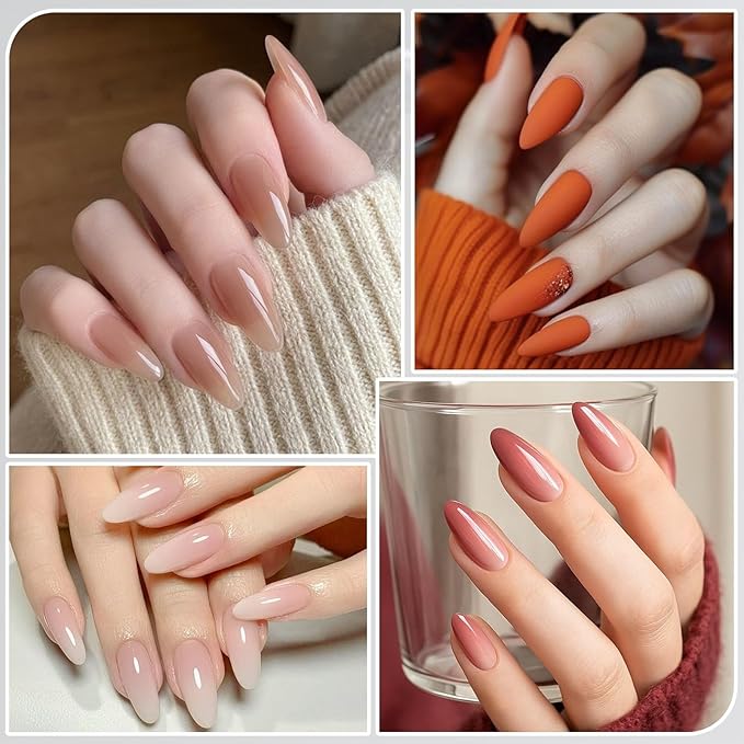280Pcs Sandwich Nail Dual Forms for Polygel Extension Builder Gel 140 Pairs Almond Round Top and Bottom Plastic Nail Molds for Beginners Professional at Home Salon