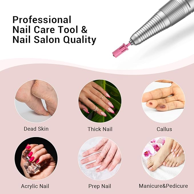 MelodySusie Crystal Top Mandrel Bit for Nails, 3/32'' Easy Off Nail Drill Bits for Sanding Bands, Suitable for Acrylic Nails Gel Manicures and Pedicures, Pink Blossom