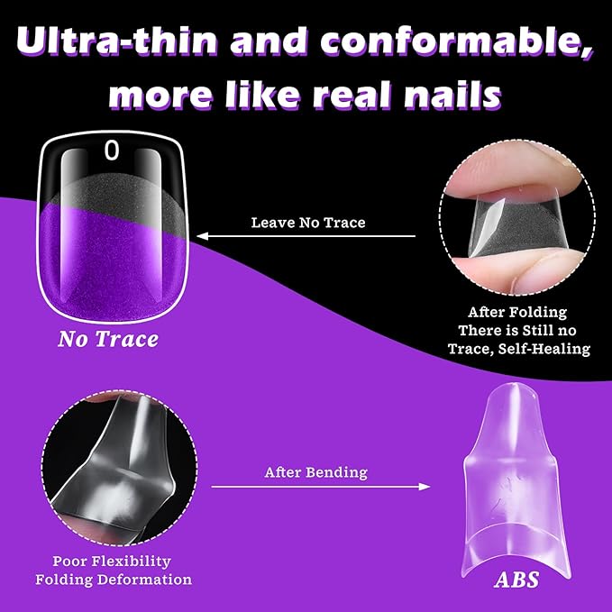 LoveOurHome 360pc Extra Short Square Nail Tips Clear Fake Nails XS Square Gel Nail Tips Full Cover Acrylic Nails Clear Press on Nails Short False Nail 15 Sizes Fingernails for Gel Nail Extension