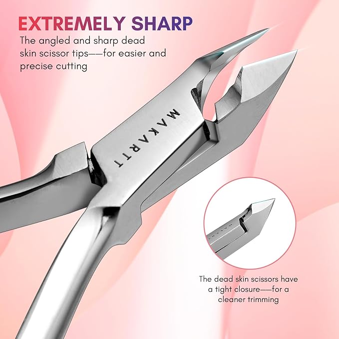 Makartt Cuticle Nipper, Full Jaw Sharp Nail Trimmer Cutter for Care & Prep, Manicure Kit for Home and Salon Use (Silver, Pack of 1)