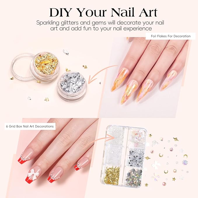 COSCELIA 50PC Poly Nail Gel Kit Starter Kit with Drill and Lamp 15 Colors 16ML Nail Extension Gel for Beginners All Season Nail Decorations Poly Extension Kit Gifts for Women