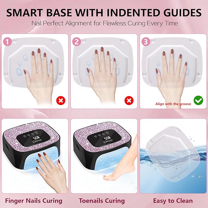 Rechargeable UV/LED Nail Lamp with Auto Sensor, Portable Cordless Gel Nail Dryer Light 4 Timings & Diamond LCD Screen, UV Light for Gel Nails at Home Salon (Black)