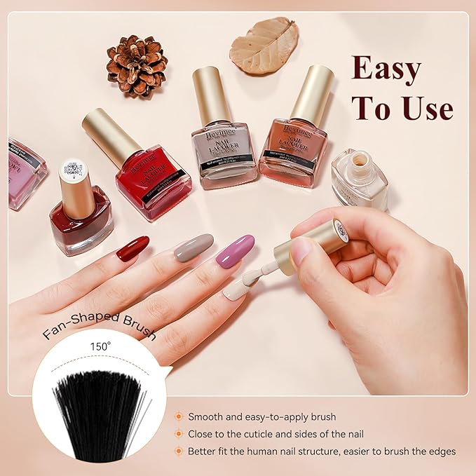 Nail Polish Set 6 Colors Quick Dry Nail Lacquer Non Gel Nude Brown Red Air Dry Fingernail Polish Regular Sheer Colors DIY Salon Gift for Women
