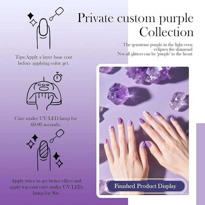 CAMILA ¿ 6pcs 15ml Hema Free Tpo Free Gel Polish Set Purple Gel Nail Polish Kit Soak Off Gel Polish Manicure Salon For Women G Set