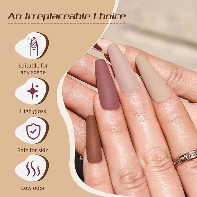JR 9 Colors 0.5oz Brown Gel Nail Polish Set Bow Bottle Design Nude Gel Polish Kit UV LED Soak Off Polish Home DIY Gift Dark Brown Colors Nail Gel Polish Kit Series