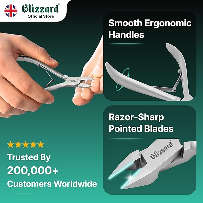 Ingrown Nail Clippers for Men with Ingrown Toenails – Blizzard Podiatrist Toenail Clipper Set German Forged (13 - Arrow Point - Smooth)