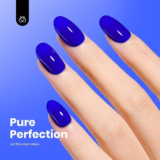 Beetles Blue Gel Nail Polish- Hema-Free Gel Nail Polish High Gloss Soak Off Eternal Navy Royal Dark Blue Nail Polish Nail Art Manicure Salon Same Color Bottle
