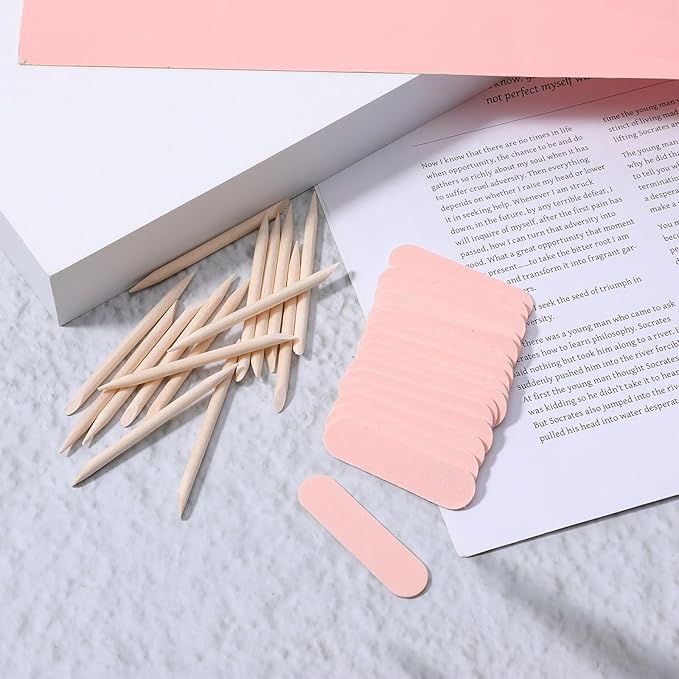 20PCS Mini Nail Files Disposable Cuticle Pusher for Press on Nails Double Sided Nail Files Manicure Pedicure Tools