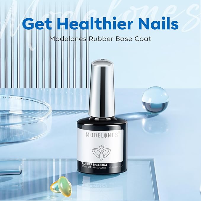 modelones Builder Rubber Gel Base Coat for Nails, Clear Rubber Base Gel Nail Polish for Strengthen/Apex Building/Enhance/Reinforced Long Lasting Fiber Protect Soak Off U V LED Gift for Thin Weak Nails